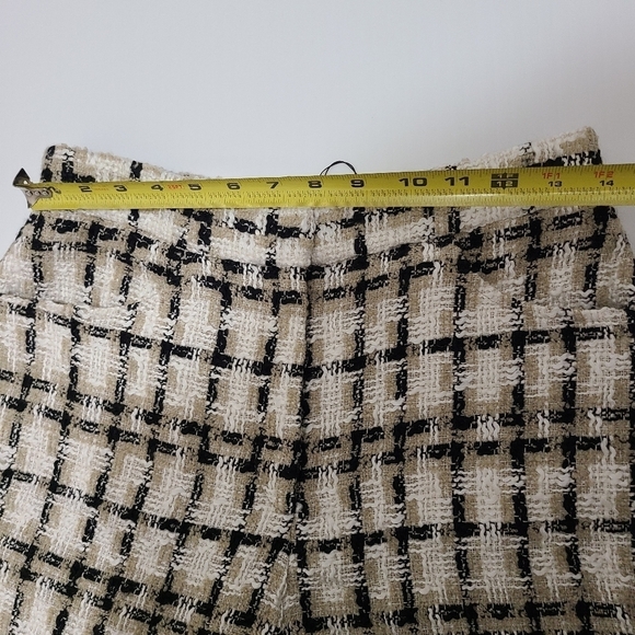 ZARA TEXTURED WEAVE PLAID SHORTS TAUPE BROWN | 2214/623 SIZE M - Picture 13 of 15